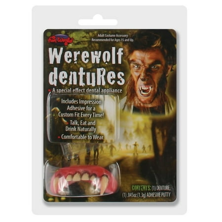 Fun World Werewolf Dentures False Teeth, One-Size 2in, White Pink