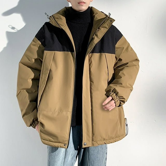 LOVZFMLL Vestes pour Hommes Homme Couleur Unie Trois Préventions Coton Escalade comme une Intensification Chaude Extérieur