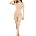 thumbnail image 2 of NominalSnug Womens Thermal Underwear Sets Built in Bra Long Sleeve Winter Warm Base Layer Top Pants for Cold Wearther Loungewear, 2 of 8