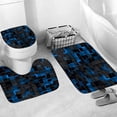 thumbnail image 5 of 4Pcs Blue Shower Curtain Set 3D Cubes Bathroom Sets Modern Shower Curtain Set for Bathroom Sets with Rugs Black and Blue Shower Curtain with 12 Hooks, 5 of 6