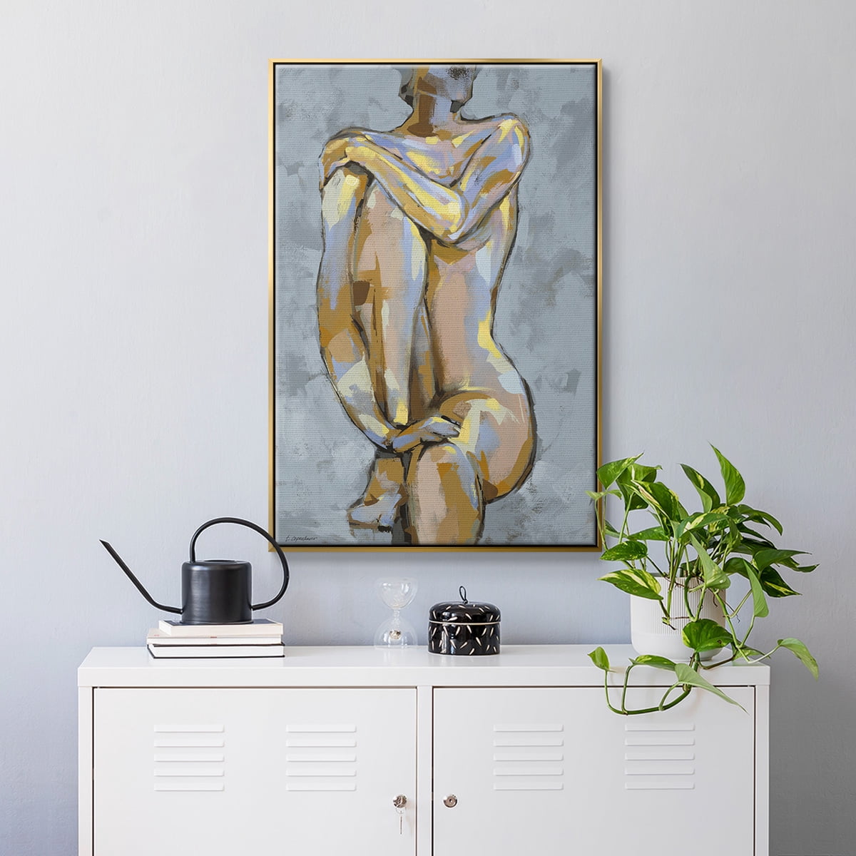Grey Maiden I Framed Premium Gallery Wrapped Canvas - Ready to Hang - 27 x 41 - Gold Floating Frame