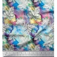 thumbnail image 1 of Soimoi Japan Crepe Satin Fabric Texture & Maple Leaves Print Fabric by the Yard 42 Inch Wide, 1 of 1