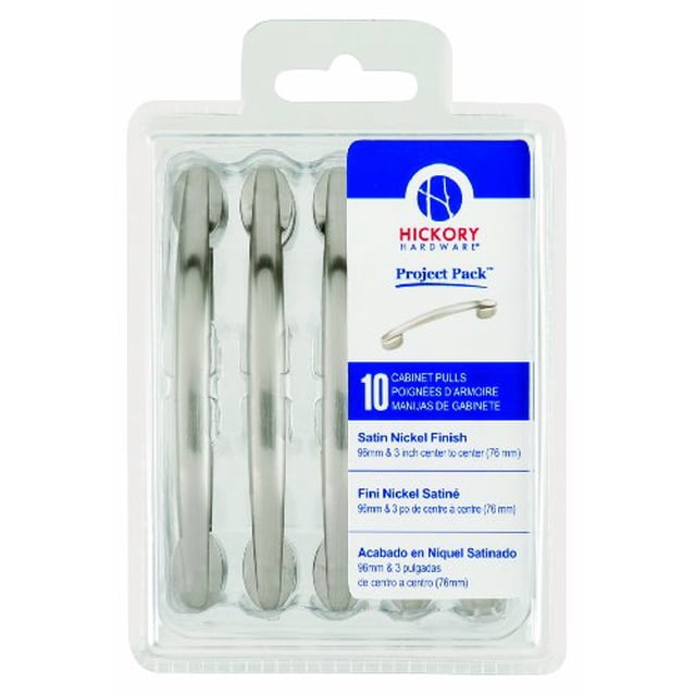 Hickory Hardware VP3447-SN Project Pack 3-Inch and 96mm Luna Cabinet Pull, Satin Nickel, 10-Pack