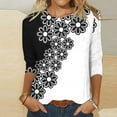 thumbnail image 2 of Hauts pour Femmes 2024 Hauts pour Femmes à Manches 3/4 T-Shirts Graphiques à Rayures Pailletées T-Shirts Décontractés à Col Rond Blouses Amples Élégantes pour Porter avec des Leggings Offre Éclair, 2 of 4