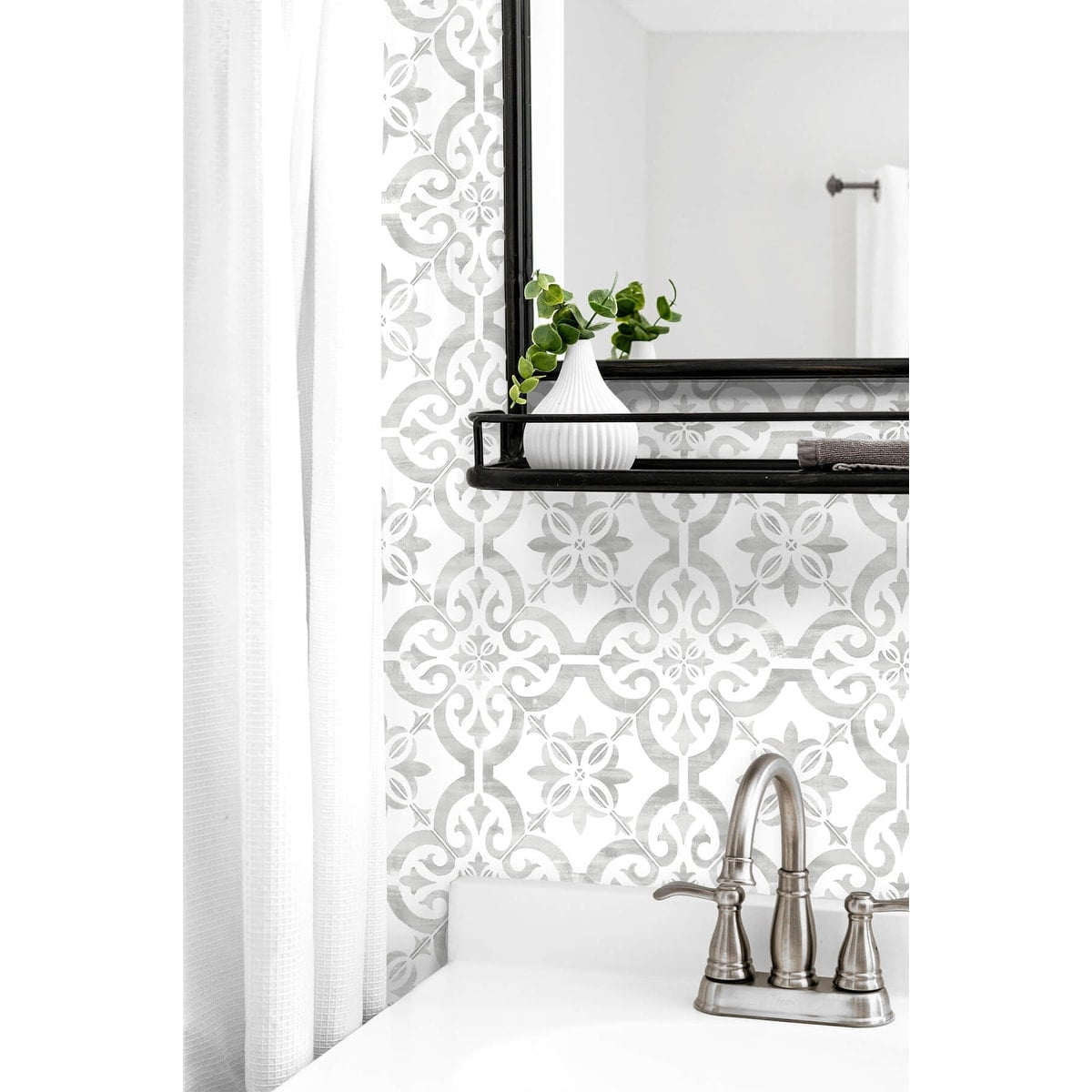 Wallquest, Inc. Luxe Haven Porto Tile Peel and Stick Wallpaper Harbor Mist