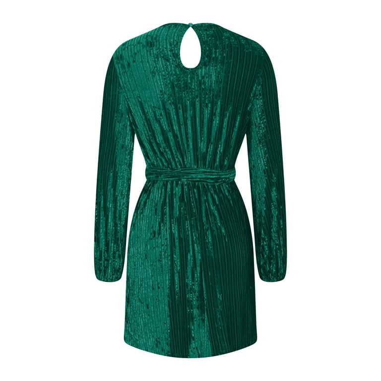 Oplxuo Elegant Velvet Wedding Guests Dresses for Women Crew Neck Long Sleeve Belted Waist Semi Formal Party Cocktail Dress - Walmart.com Oplxuo Elegant Velvet Wedding Guests Dresses for Women Crew Neck Long Sleeve Belted Waist Semi Formal Party Cocktail Dress - Walmart.com