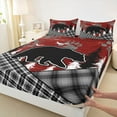 thumbnail image 3 of Feelyou Jungle Bear Boys Bed Sheets, Rustic Western Plaid King Sheets, Red Farmhouse Theme Sheet Set, Ultra Soft Bedroom Decor, 4 Pieces, 3 of 7