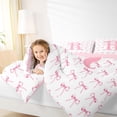 thumbnail image 3 of Castle Fairy Bow Print Letter R Bedding Comforter Set 7 Pieces for Girls,Sweet Ribbon Bowknot Full Bedding Set,Pink Reversible, 3 of 7