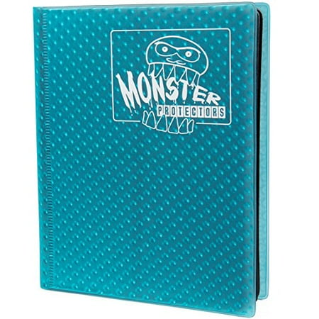 Monster Binder - 4 Pocket Trading Card Album - Holofoil Aqua Blue- Holds 160 Yugioh, Magic, and Pokemon Cards