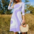 thumbnail image 4 of Abstract Lavender Wavy Design Womens Summer Dress Tie Back A Line Flare Dress, 4 of 9