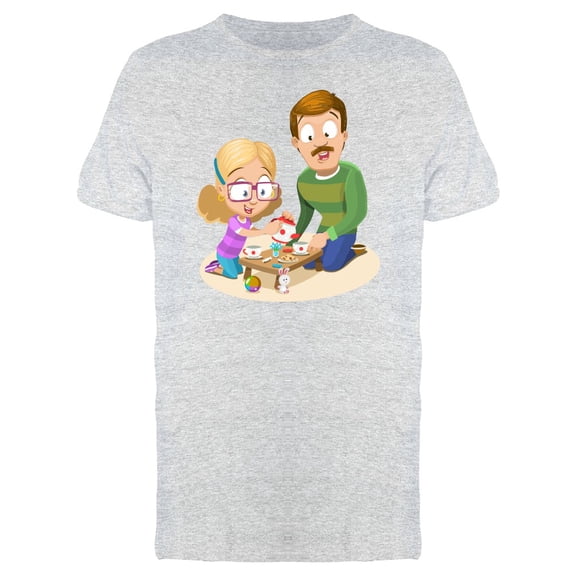 Father & Daughter Enjoying Tea Tee Men's -Image by Shutterstock
