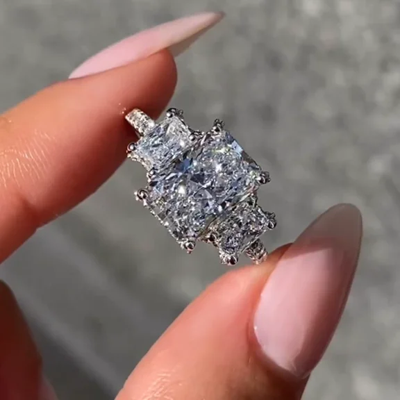 Forever Jewels 3.50Ct Radiant Moissanite Womens Engagement Ring 14K White Gold Plated