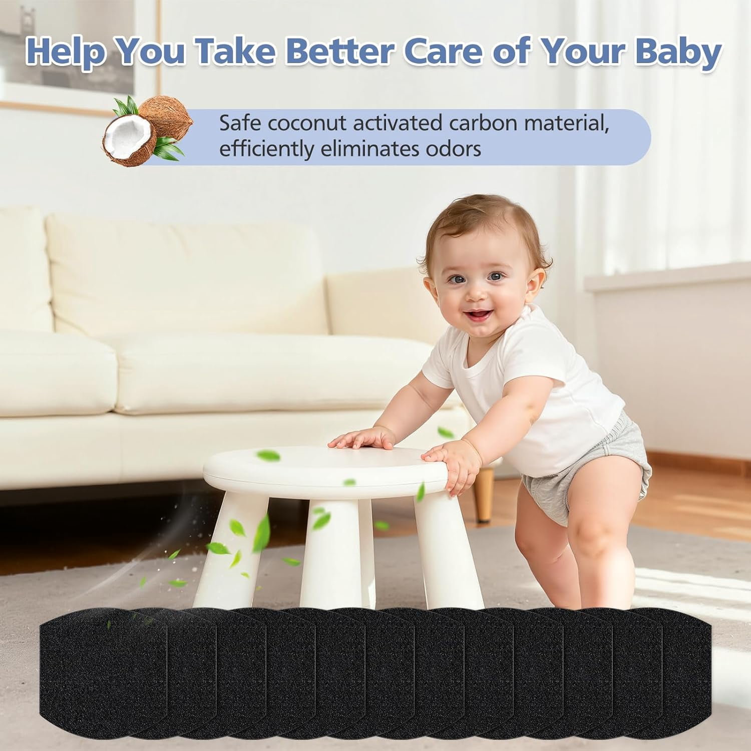 12 Pack Baby Diaper Pail Deodorizer Refills for Ubbi Diaper Pail, Activated Charcoal Odor Absorber Filters Compatible with Ubbi Steel Diaper Pail