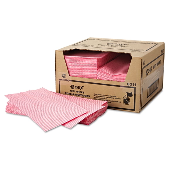 Chix Wet Wipes 11 1/2 x 24 White/Pink 200/Carton 8311