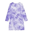 thumbnail image 4 of MeetoTime Toddler Girls Clothes 4-14 Years Stretchy Solid Color Round Neck Tie-dye Printed Long Sleeve Dresses for Girl, 4 of 4