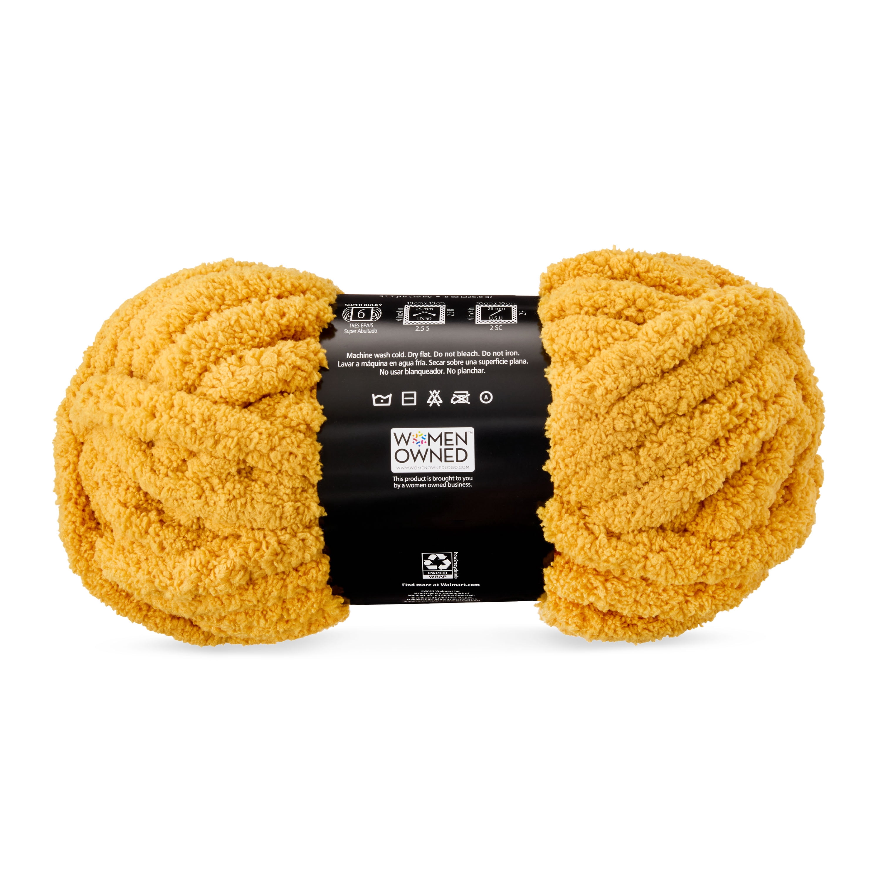 Mainstays Chunky Chenille Yarn, 31.7 yd, Mango, 100% Polyester, Super Bulky