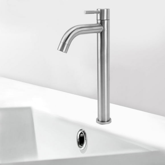 TOPINCN Robinet de Salle de Bain à un Seul Trou, Robinet de Lavabo de Salle de Bain en Acier Inoxydable Brossé à une Seule Touche pour Évier, Laveuse, Bassin