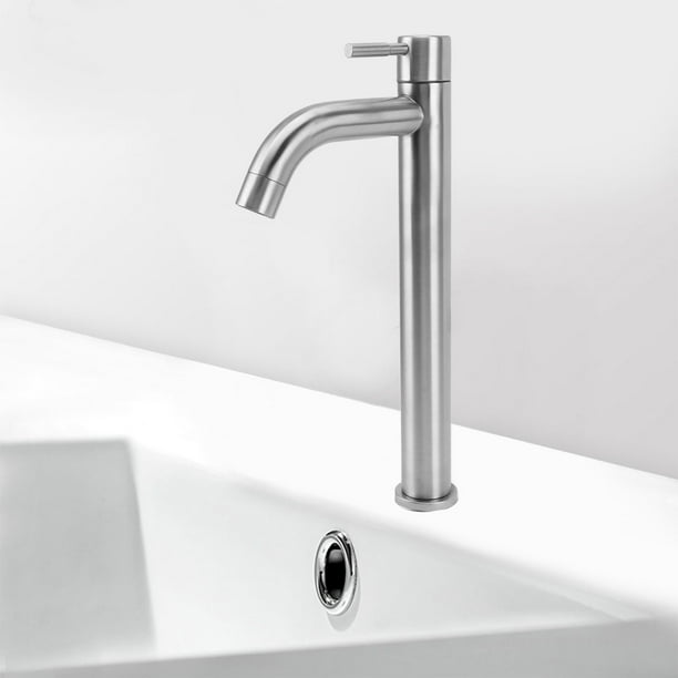 TOPINCN Grifo De Un Orificio, Grifo De Lavabo De De Acero Inoxidable Cepillado De Un Toque Para Fregadero, Lavadora, Lavabo