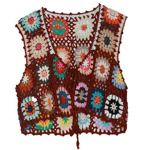 Aellinatey Women Sleeveless U Neck Knitted Crop Top Sweater Vest Sweet Streetwear for Tank