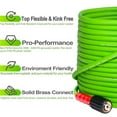 thumbnail image 3 of YAMATIC Pressure Washer Hose 50FT X 1/4", Kink Resistant Real 3200 PSI Heavy Duty Power Washer Extension Replacement Hose With M22-14mm x 3/8" Quick Connect Kit For Gas & Electric, Green, 3 of 9