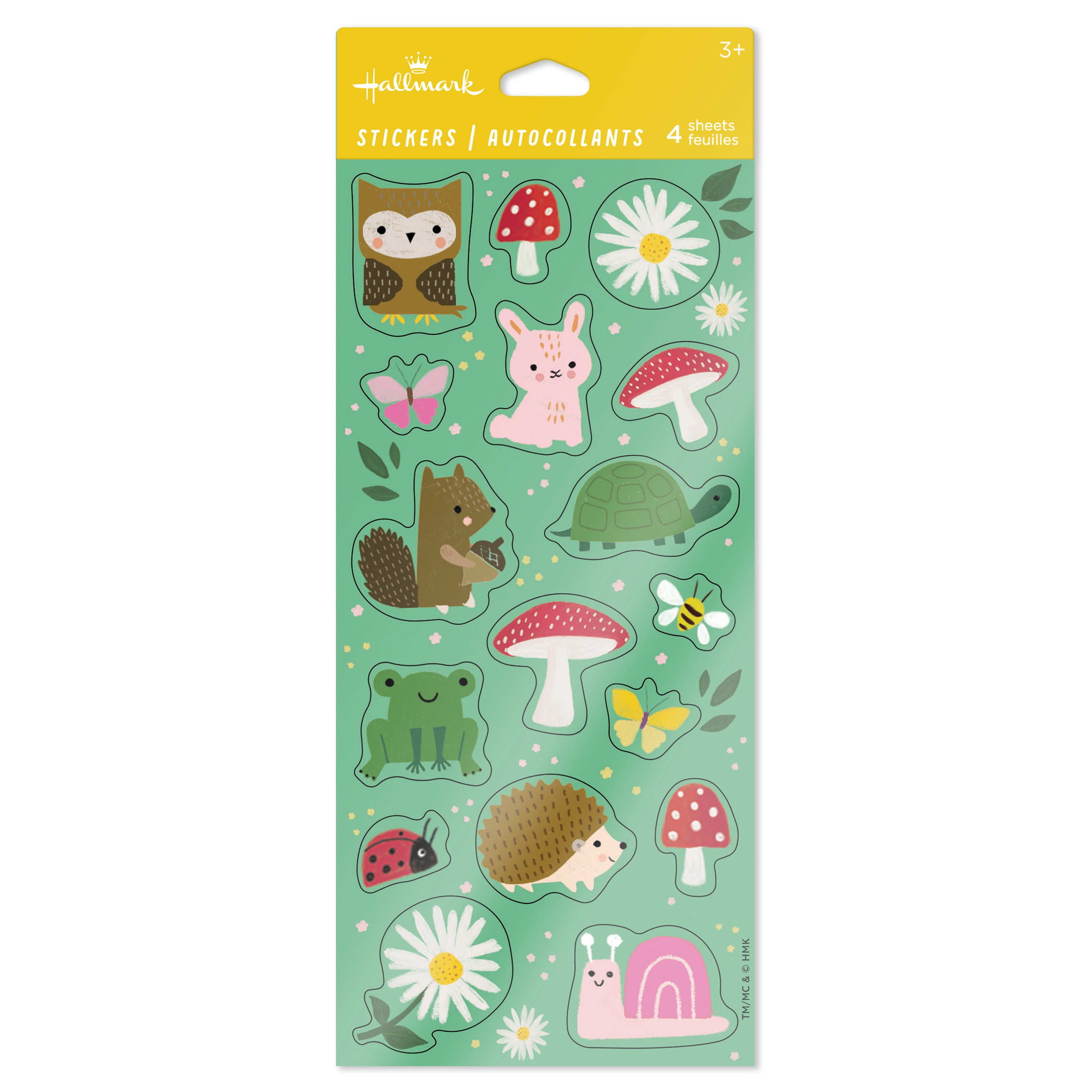 Hallmark Stickers (Woodland Critters and Mushrooms), 4 Sheets
