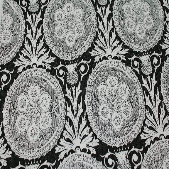 60" Classic Damask Stretch Jacquard Knit Fabric – Soft, Breathable Rayon Poly Spandex Blend - By the Yard - Ideal for Apparel, Drapery, Upholstery, DIY & Crafts- Black Off White