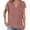 C-Pink179, variant on Women's T-Shirts Summer Loose Fit Solid Color V-Neck Roll Up Sleeve Buttons Placket Top Curved Hem Flowy Trendy Tee