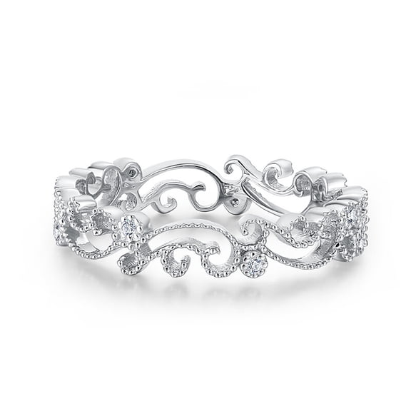 Vintage Eternity Band, Art Deco Wedding Diamond Band, Full Eternity Antique Diamond Ring, Milgrain Shank Band, Cluster Anniversary Band, 925 Sterling Silver, 1.5 Ct Simulated Diamond