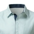 thumbnail image 4 of Men's Vintage Casual Button Collar Shirt Top Solid Color Breathable Loose Fit Shirt for Daily Office Business Casual Travel Outfits | AESTIVO,Green XL, 4 of 8