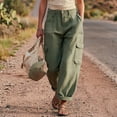 thumbnail image 5 of Womens Barrel Baggy Cargo Pants Casual High Waisted Wide Leg Hiking Joggers with Pockets Army Green XL(XL), 5 of 7