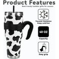 thumbnail image 3 of Cow Print Tumbler, 40 Oz Tumbler with Handle and Straw, Cute Cow Print Cup/Coffee Mug/Travel Mug, Fun Cow Gifts for Cow Lovers Women, Cow Print Stuff/Decor/Things, 40 Oz Stainless Steel Tumbler Cow, 3 of 6