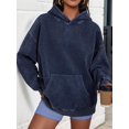 thumbnail image 5 of Oversized Hoodies for Women Acid Wash Sweatshirt Cute Pullover Fall Winter Long Sleeve Shirts Navy Blue XL, 5 of 9