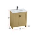 thumbnail image 2 of Elegant Kitchen and Bath Finnley 30 Inch Single Bathroom Vanity In Honey Brown, 2 of 13