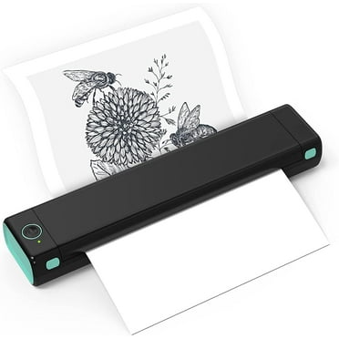 M08F Portable Printer Wireless Thermal Printer for Travel, Support 8.5" X 11" Thermal Paper, Bluetooth Inkless Printer Compatible with Android iOS Phone & Laptop（Black＆Green）