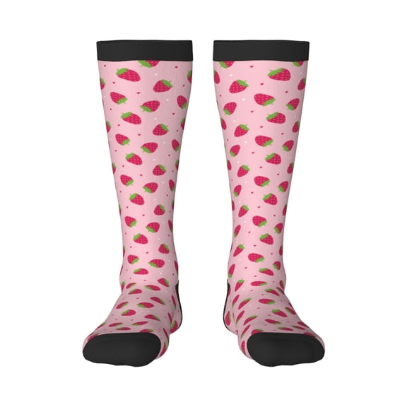 Hirioo Strawberries for Adult Stockings Breathable Sock Non-Pilling,Contrasting Color Design