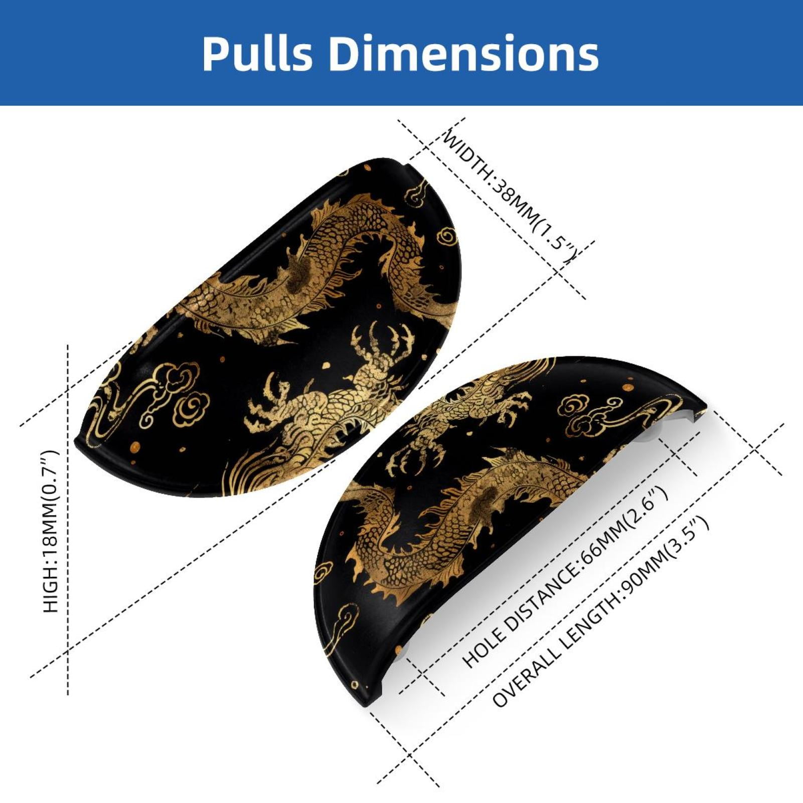 PhooArto 6 Pcs Cup Drawer Pulls, Chinese Golden Dragon Pattern Shell Shape Handles Cabinet Knobs for Dresser Cupboard Closet Wardrobe with Screws
