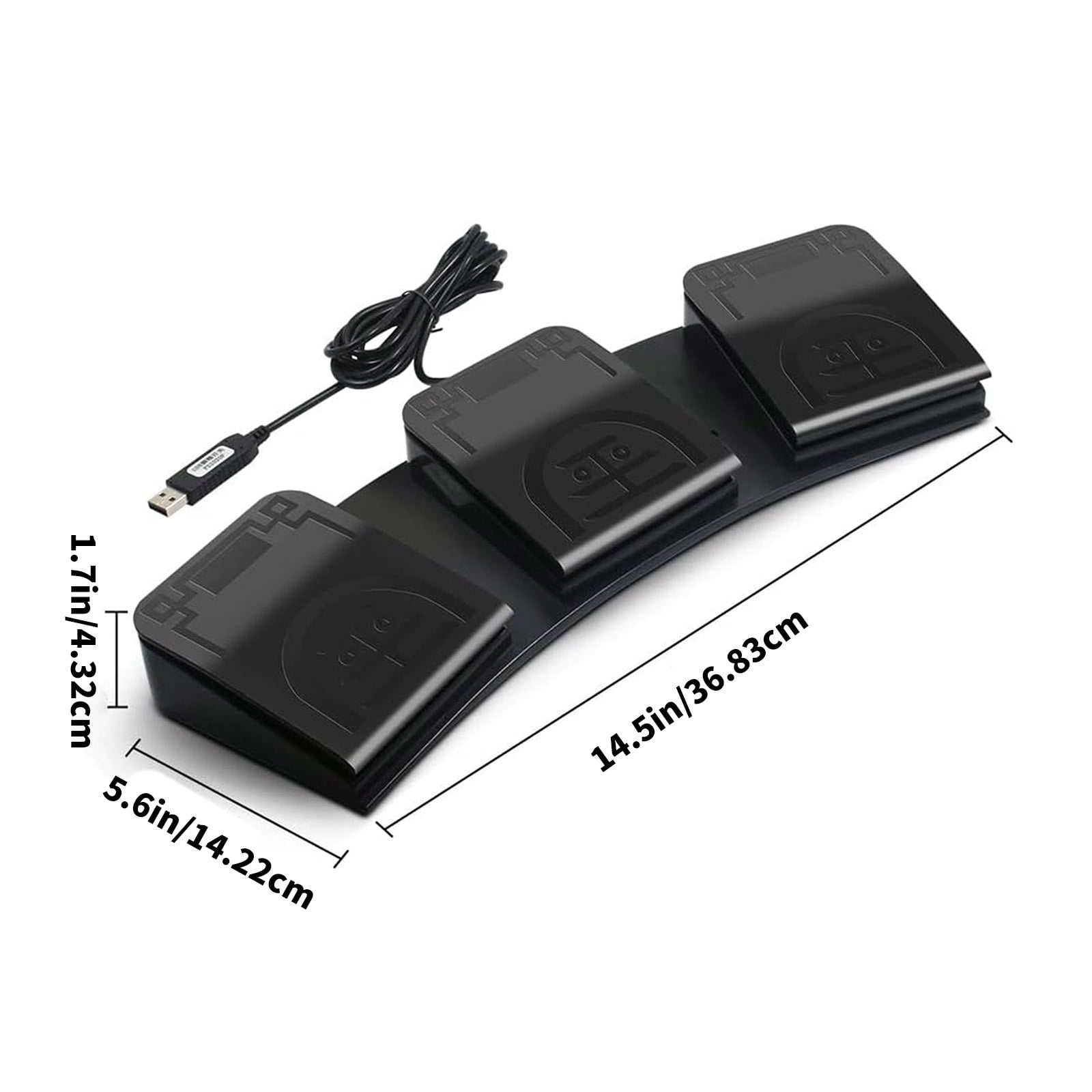 3-Pedal USB Foot Controller with Ergonomic Design, Multimedia & Factory Machine Operations Macros