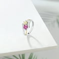 thumbnail image 4 of Gem Stone King 0.87 Ct Round Cabochon White Ethiopian Opal Pink Created Sapphire 925 Silver and 10K Yellow Gold Lab Grown Diamond Two Stone Crossover Ring (Size 9), 4 of 5