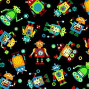 36" x 44" Gear Heads Tossed Robots Fabric, 1 Each