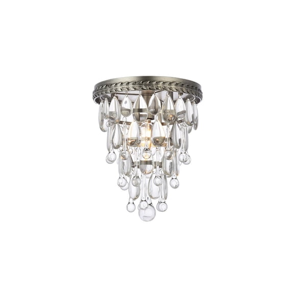 Contemporary Home Decorative Steel Nordic 1 Light Antique Silver Flush Mount Clear Royal Cut Crystal