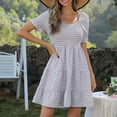 thumbnail image 6 of DailyTrove Women's Gingham Swing Dress-Short Sleeve-Fit & Flare-Cotton-for Garden Party/Summer Outing-Classic Gingham, 6 of 6