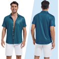 thumbnail image 2 of Men's Hawaiian Shirts Regular Fit Short Sleeve Casual Button Down Summer Tropical Beach Shirts, 2 of 7