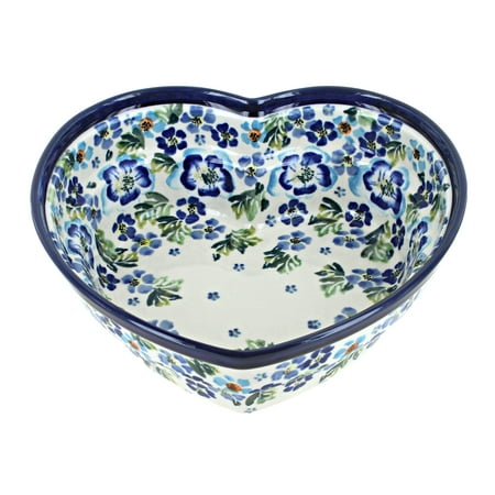 

Blue Rose Polish Pottery Vintage Violet Large Heart Bowl