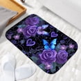 thumbnail image 6 of 1pc Purple Roses Butterflies Absorbent Non-Slip Bathroom Thickened Flannel Rug Decor,Soft,Quick Drying,Suitable For Indoor/outdoor Use,Bathrooms,Bedrooms,Kitchens,Terrace,Laundry Rooms,16"x24", 6 of 9