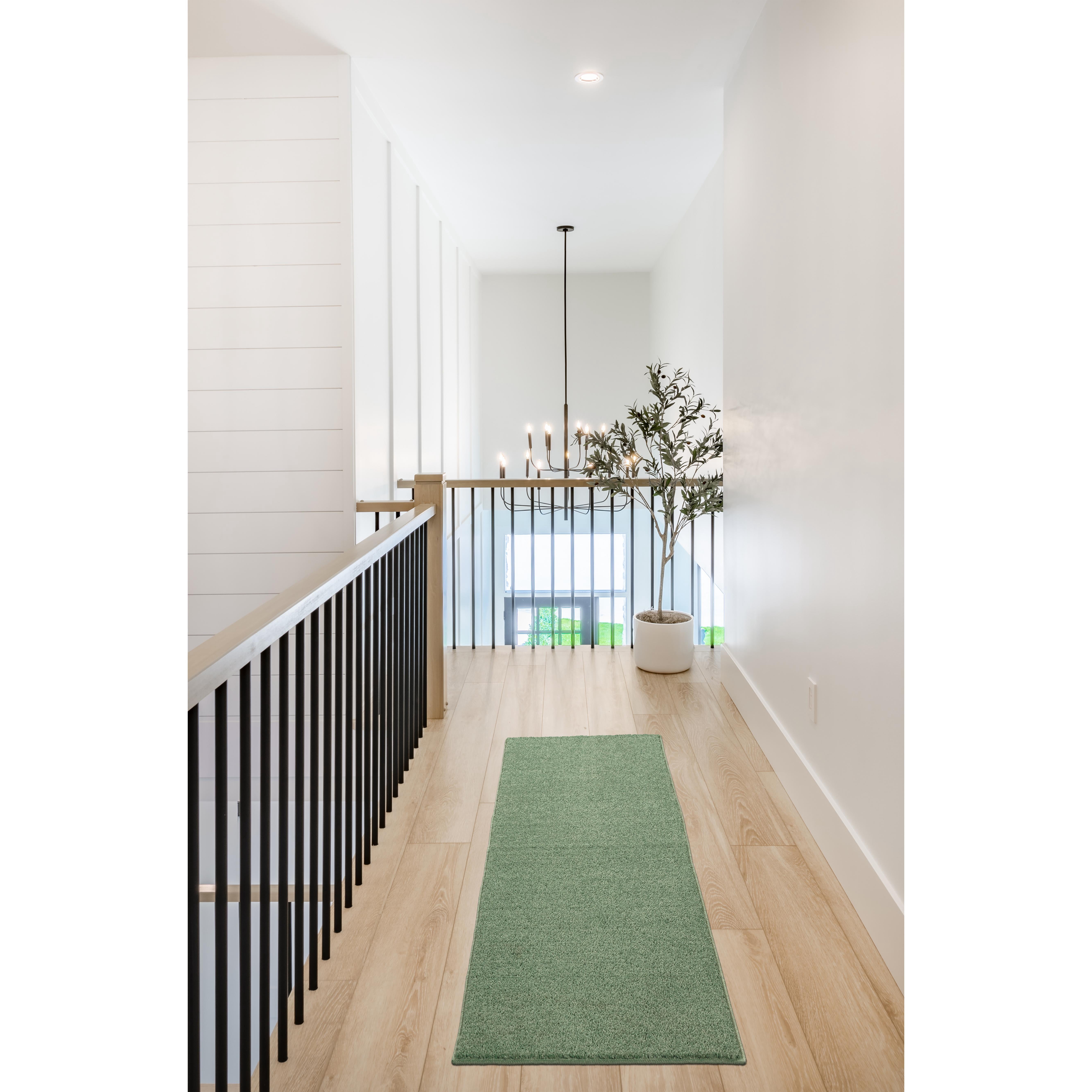 Garland Rug Palmer Plush Washable Deep Fern Indoor Runner Rug, 2' x 6'