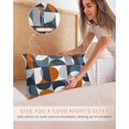 thumbnail image 5 of Navy Blue Satin Pillowcase for Hair and Skin with Zipper, Soft Breathable Cooling Silk Pillow Cases, Middle Century Modern Geometric Abstract Art Throw Pillow Covers Queen Size 20"x30" Set of 2, 5 of 6