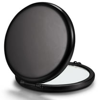 CozyNestFinds Compact Mirror for Purse, Double-Sided 1X/2X Magnifying Metal Pocket Makeup Mirrors(Round, Onyx Black)