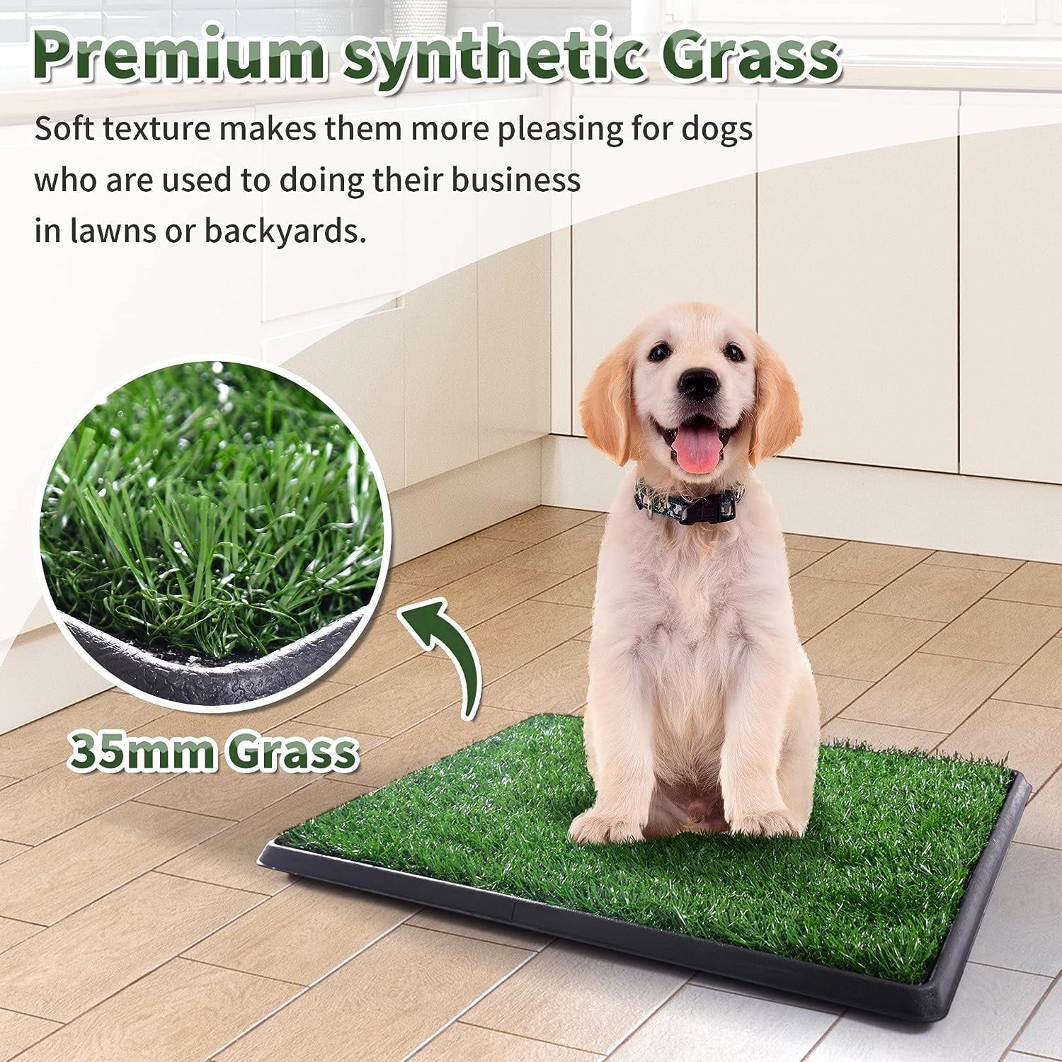 COZIWOW Dog Grass Pad with Tray, 20" x 25" Dog Potty Tray Indoor Outdoor, Artificial Dog Grass Pee Pad for Pet Puppy Potty Training, Portable Dog Toilet