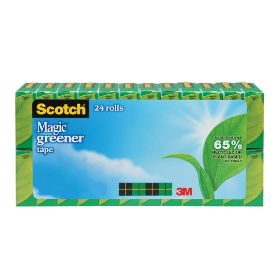 Scotch Magic Greener Tape, 3/4" x 900", 24 Boxes/Pack, 1" Core, Matte Clear, 24 / Pack (Quantity)