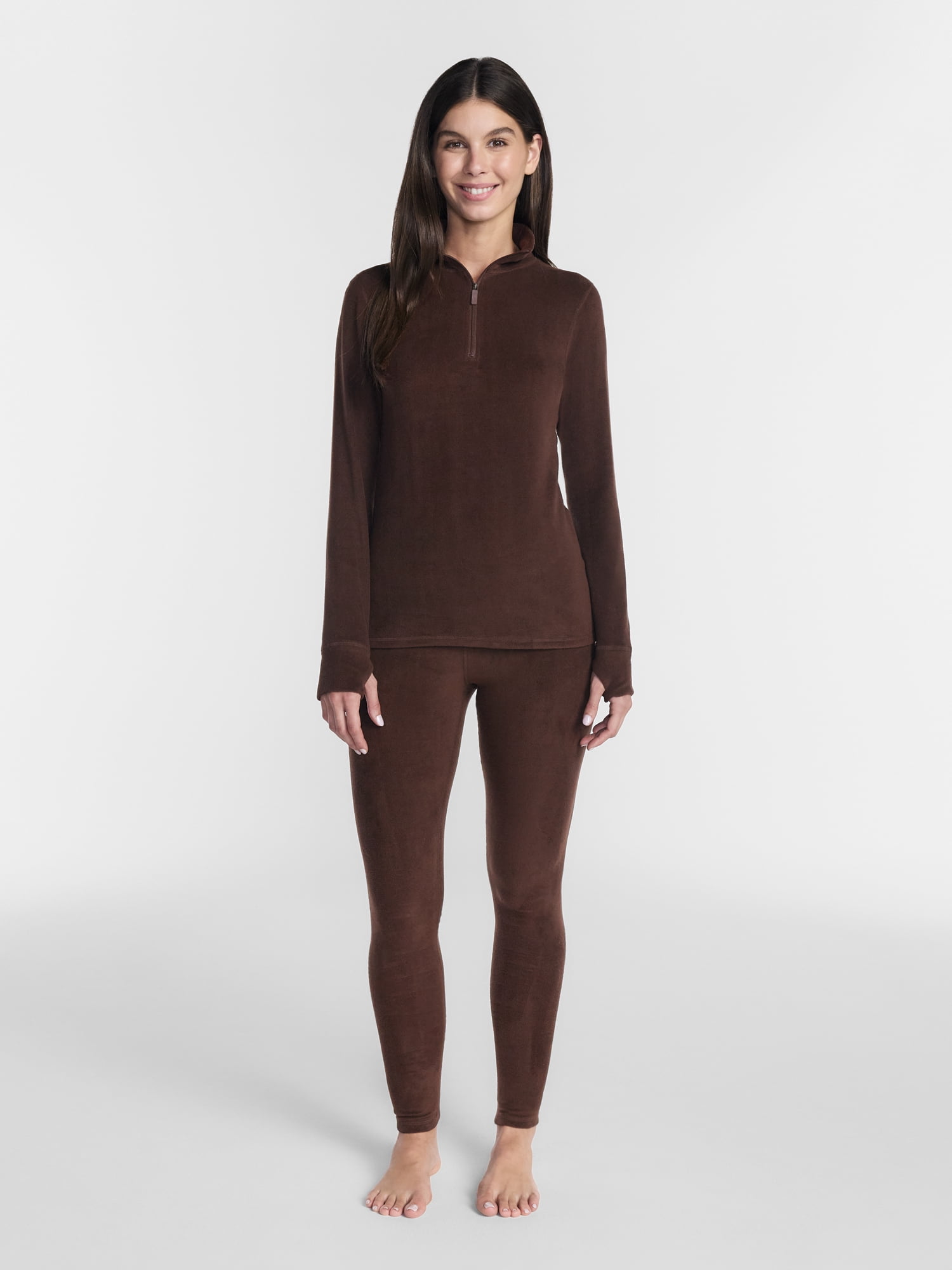 ClimateRight by Cuddl Duds Women's Mild Stretch Fleece Long Sleeve Mock with Half Zip Thermal Base Layer Thermal Top, Sizes XS to 4X